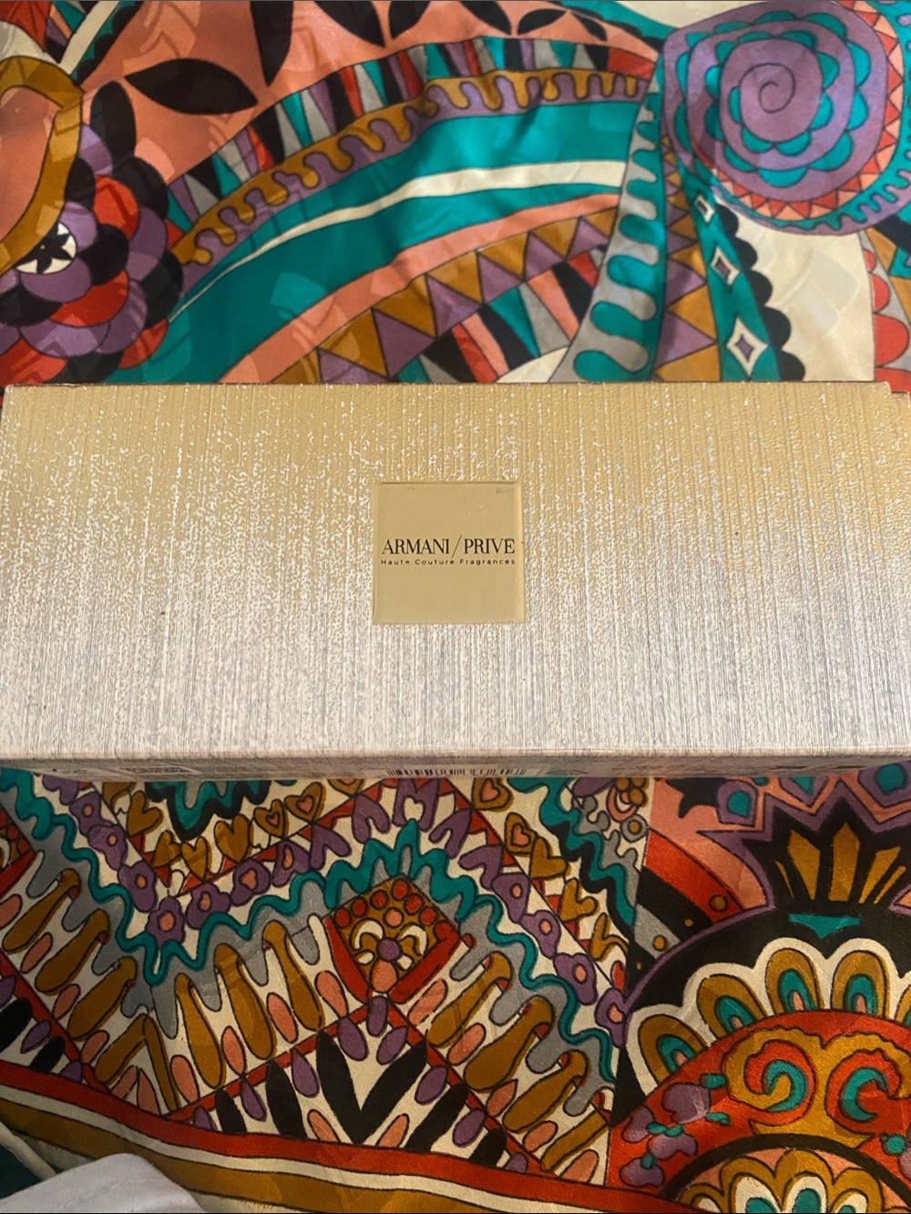 Armani Exchange Gold Textured box with colognes